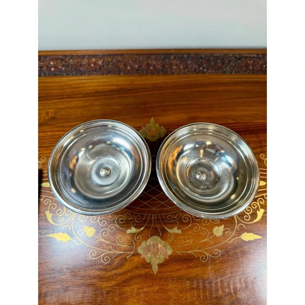 Vintage Wm Rogers Silverplate Candlestick Holders Pair • Victorian Rose Pattern